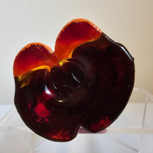 Boyd Art Glass Chuckles the Clown Hand Painted Ruby Red UV Reactive Vintage 4" - Picture 7 of 8